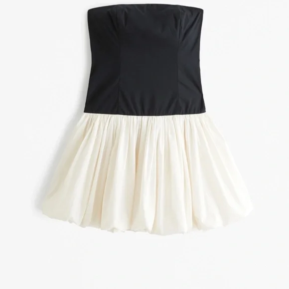 Abercrombie & Fitch Black and Cream Strapless Mini Dress - Picture 7 of 7